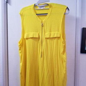 Zip front faux pocket zip up detail tank top